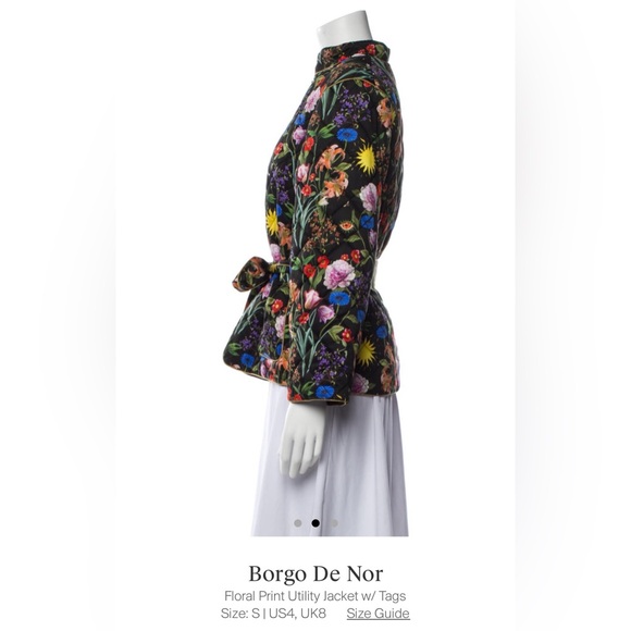 NWT Borgo de Nor Quilted Floral Jacket Black Women’s Size 4 Multicolor - Picture 4 of 9